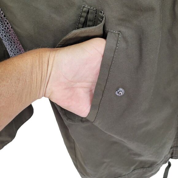 Kenneth Cole GIII Army Green Oversized Trench Raincoat S High Neck Mid Thigh - Picture 10 of 16